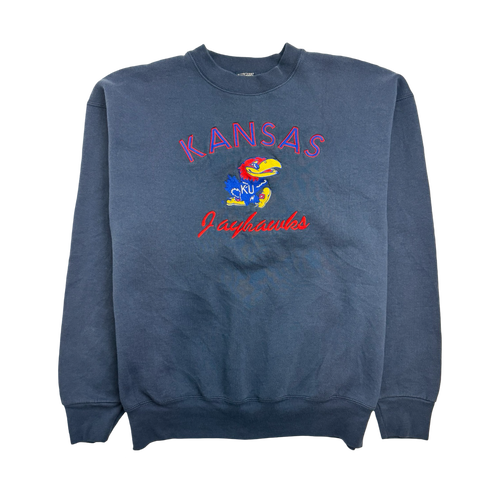 (L) Vintage University Of Kansas Sweatshirt Navy | Vintage Clothing Store Canada