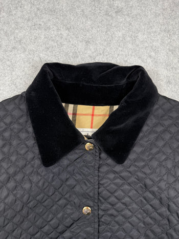 Women’s Vintage Burberry Quilted Suede Collar Jacket Black (USED)