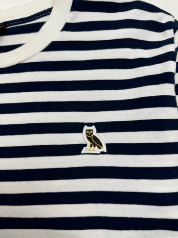 OVO Striped L/S Tee White/Navy (USED)