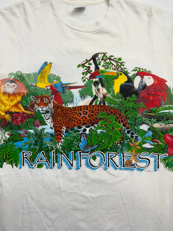 (L) Vintage Nature Rain Forest Tee White