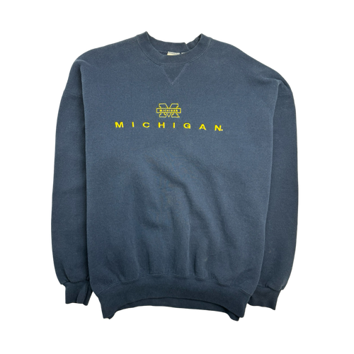 (XL) Vintage 90s University Of Michigan Sweatshirt Navy | Vintage Clothing Store Canada