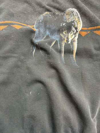 (XL) Vintage Nature Wolf Sweatshirt Black