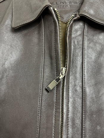Vintage Balenciaga Paris BB Leather Jacket Brown