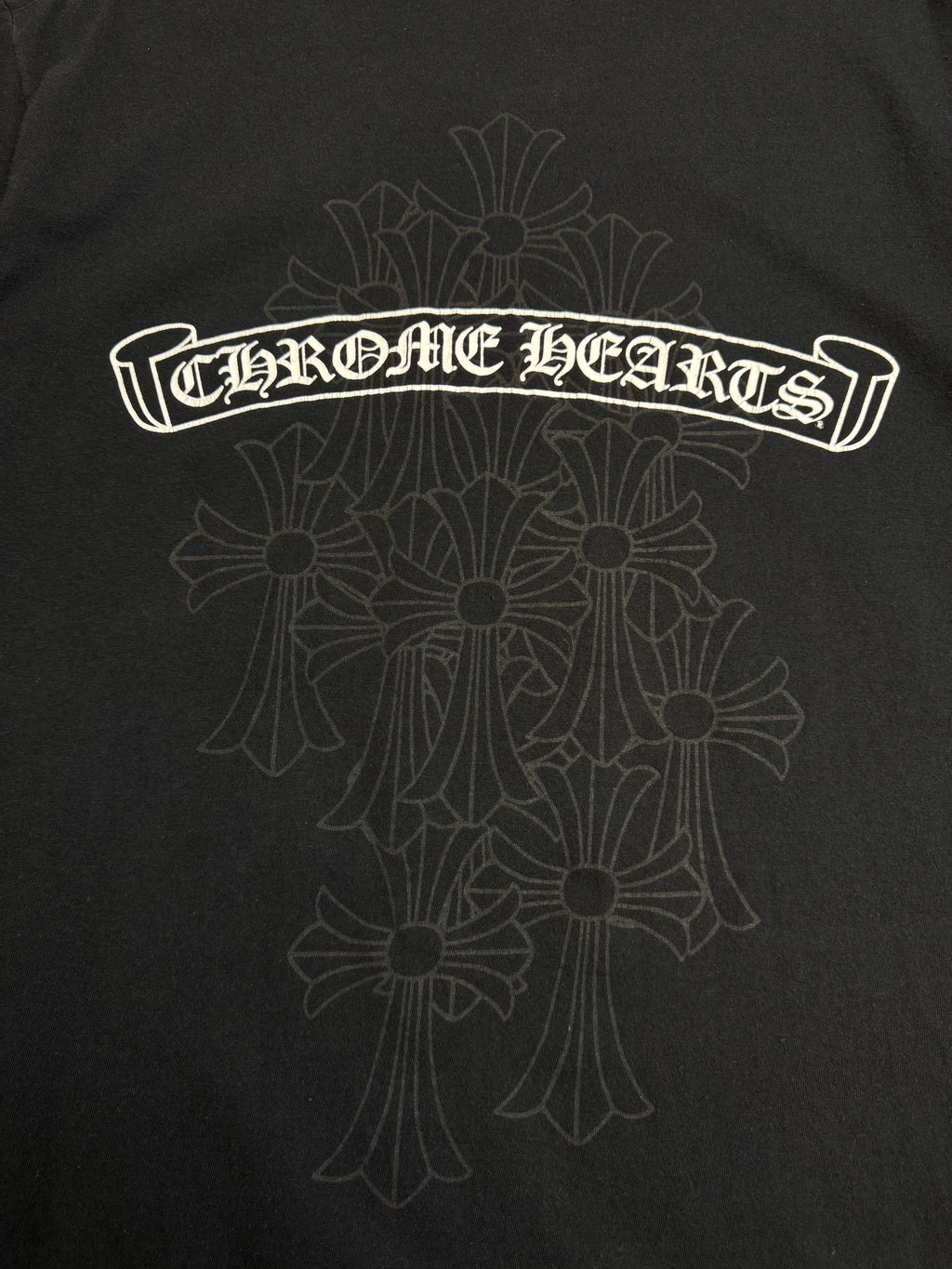 Chrome Hearts Scroll Cemetery Cross Pocket Tee Black