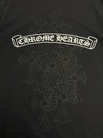 Chrome Hearts Scroll Cemetery Cross Pocket Tee Black