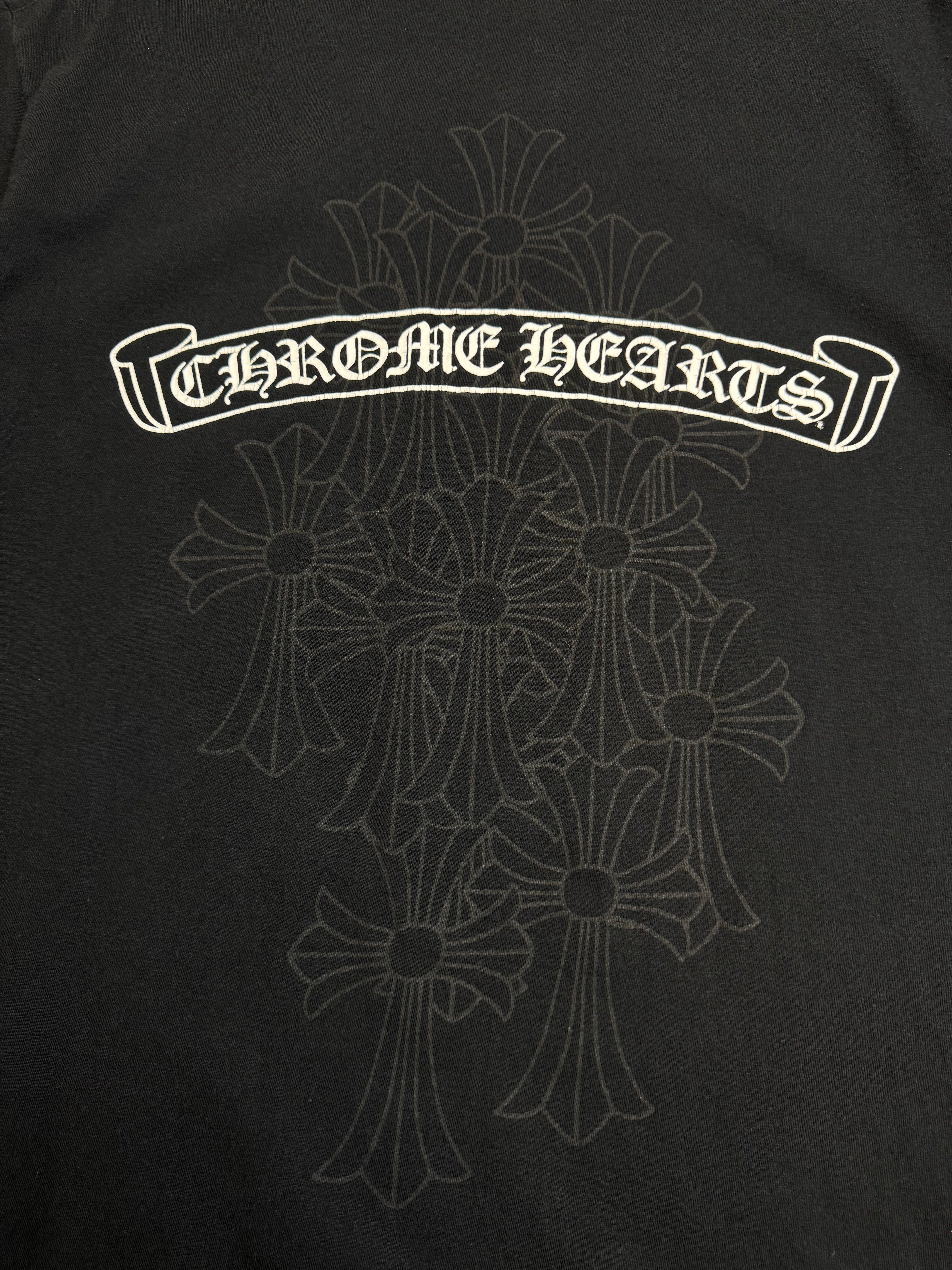 Chrome Hearts Scroll Cemetery Cross Pocket Tee Black