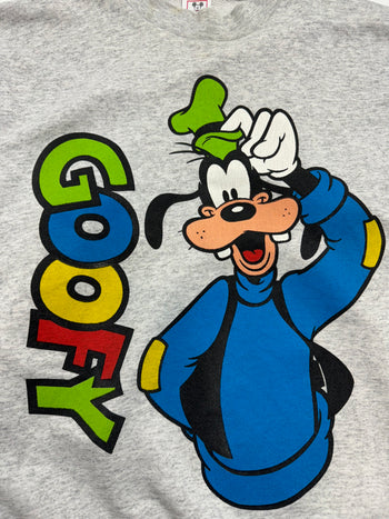 (L) Vintage 90s Disney Goofy Sweatshirt Grey