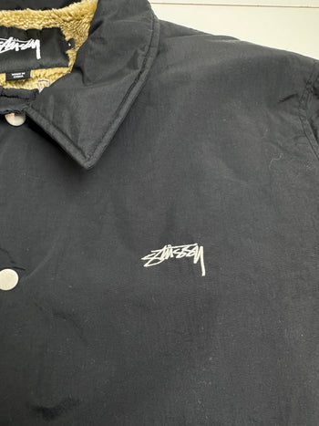 Stussy Faux Fur Coach Jacket Black (USED)