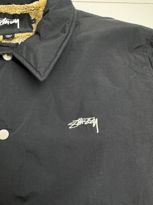 Stussy Faux Fur Coach Jacket Black (USED) | Vitnage Clothing Store Canada