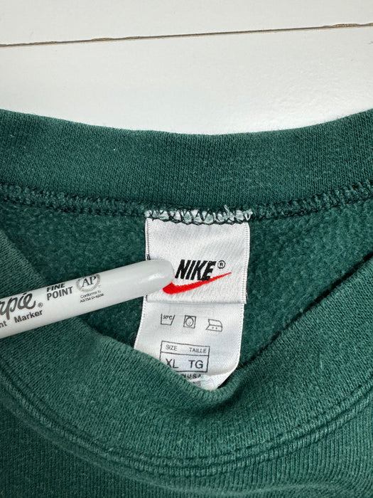 (XL) Vintage 90s Nike Side Print Sweatshirt Green | Vitnage Clothing Store Canada