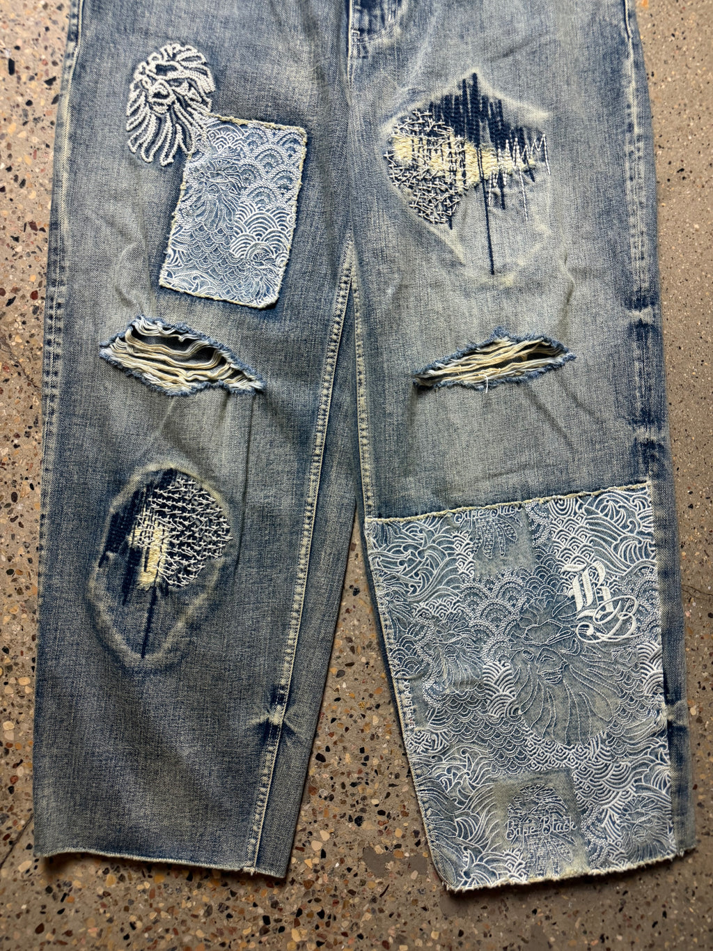 Bape Black Denim Patchwork Baggy Jeans (USED)
