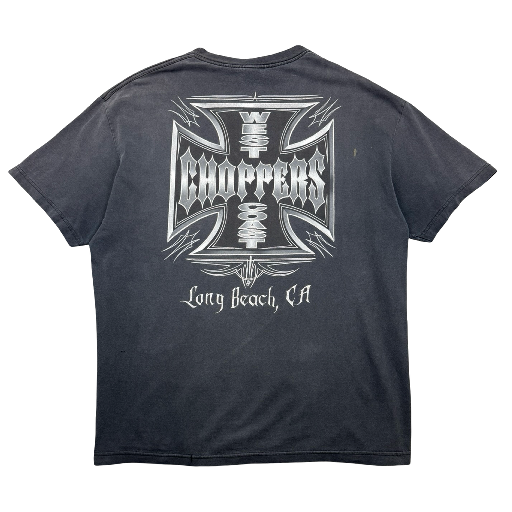 Vintage West Coast Choppers Silver Pinstripe Cross Logo Tee Black