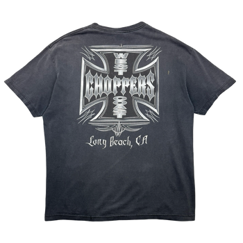 Vintage West Coast Choppers Silver Pinstripe Cross Logo Tee Black