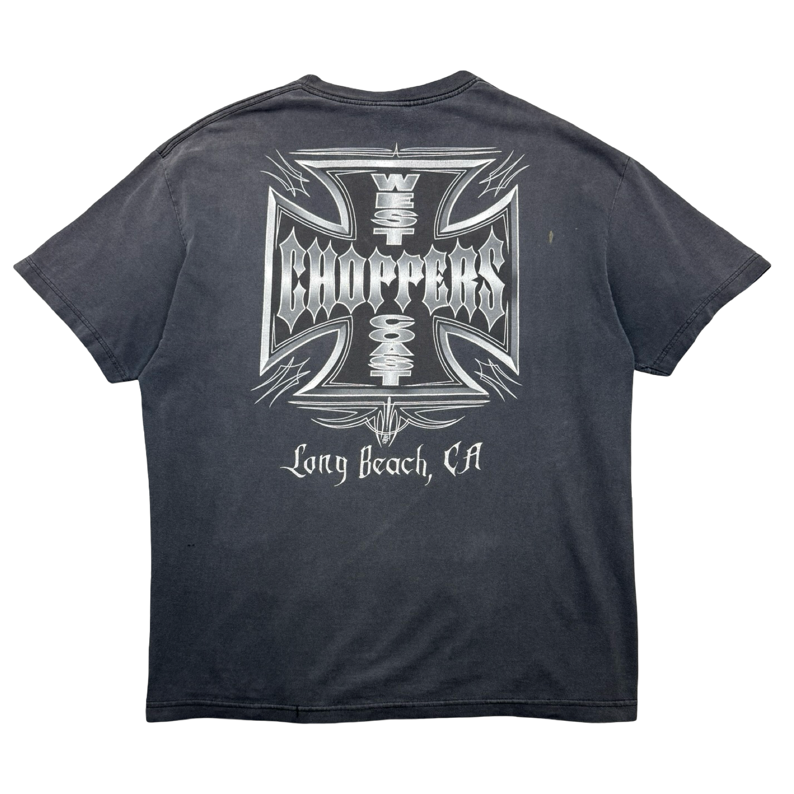 Vintage West Coast Choppers Silver Pinstripe Cross Logo Tee Black