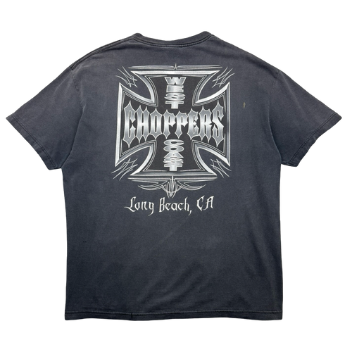 Vintage West Coast Choppers Silver Pinstripe Cross Logo Tee Black | Vintage Clothing Store Canada