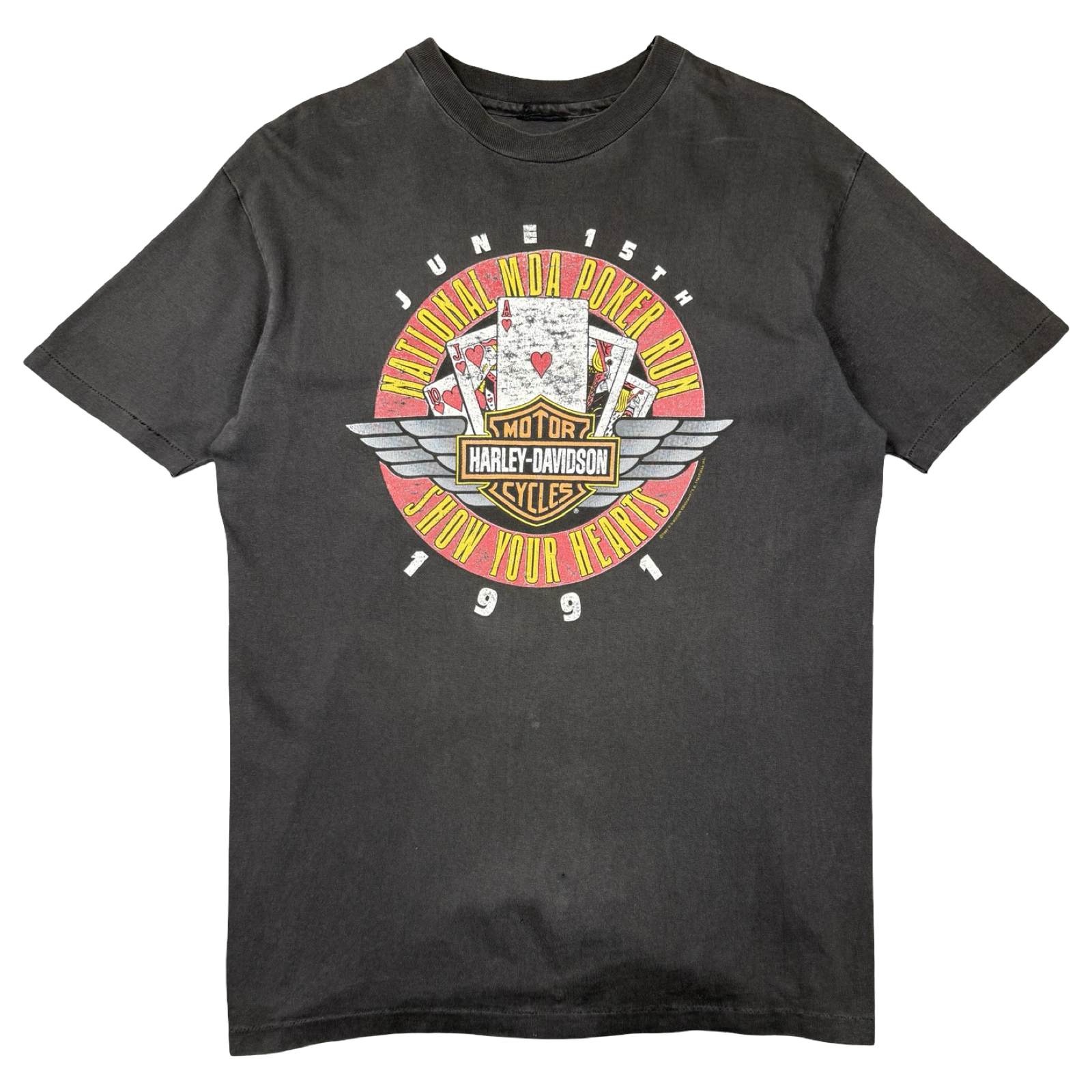 Vintage Harley Davidson National MDA Poker Run Tee Black