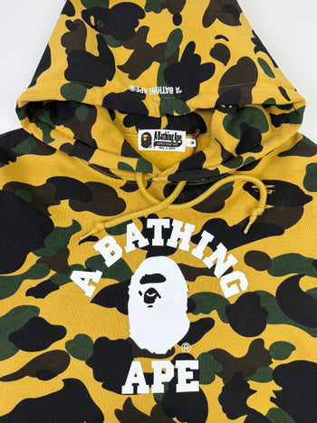 BAPE 1st Camo College Pullover Hoodie Yellow