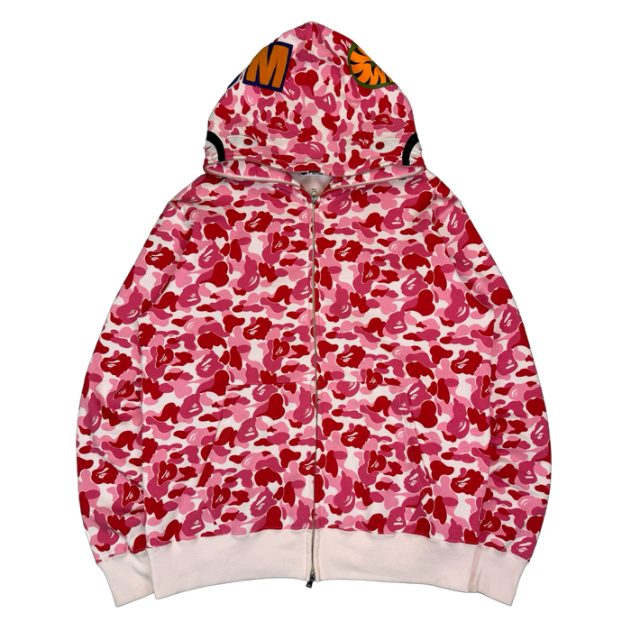 BAPE ABC Camo Shark Full Zip Hoodie Pink/Red (USED) | Vitnage Clothing Store Canada