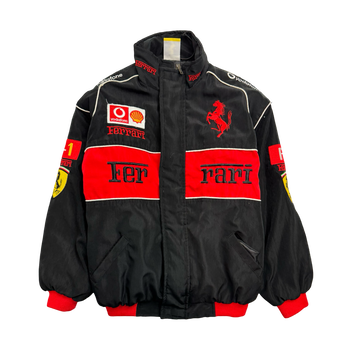 (XXS) Vintage 90s Ferrari ZIp-Up Racing Jacket Black