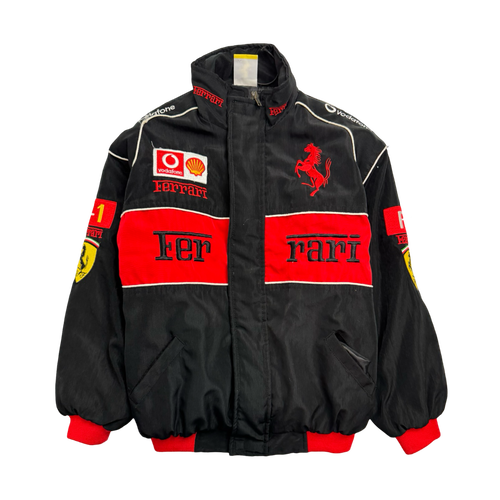 (XXS) Vintage 90s Ferrari ZIp-Up Racing Jacket Black | Vintage Clothing Store Canada