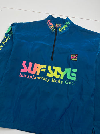 (L) Vintage Surf Style Quarter Zip Windbreaker Jacket