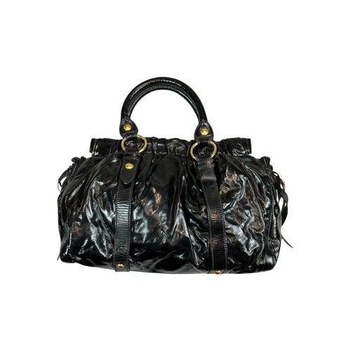 Miu Miu Patent Leather Top Handle Bag Black | Vintage Clothing Store Canada