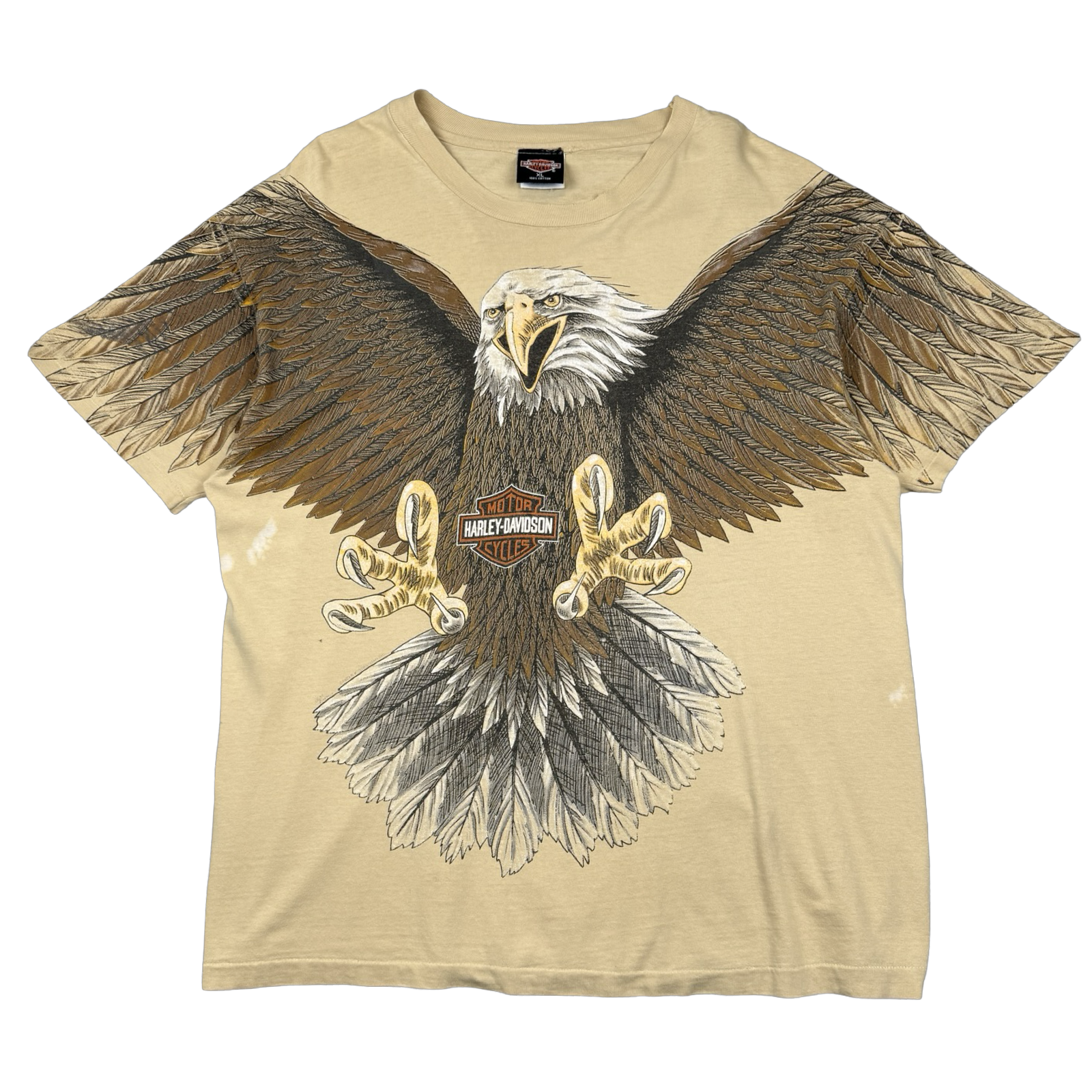 Vintage Harley Davidson Swooping Eagle Tee Beige