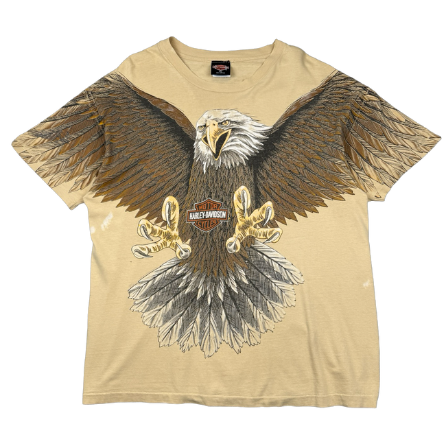 Vintage Harley Davidson Swooping Eagle Tee Beige