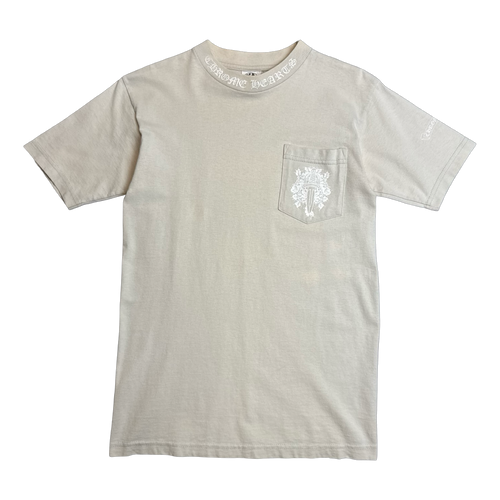 Vintage Chrome Hearts Back Scroll Pocket Tee Beige | Vintage Clothing Store Canada