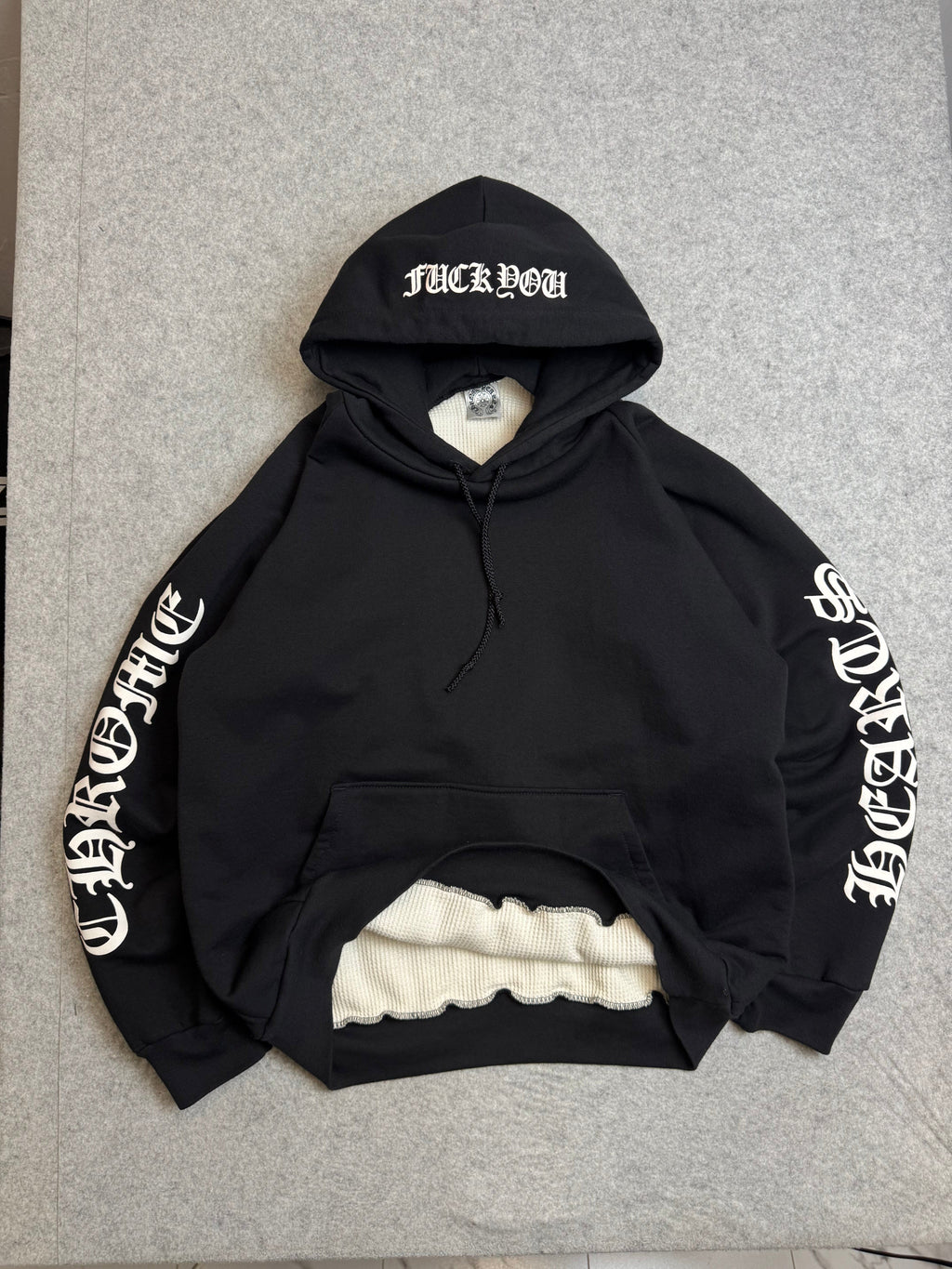 Vintage Chrome Hearts Horseshoe Thermal Hoodie Black