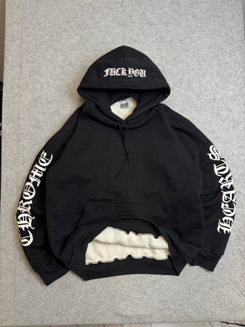 Vintage Chrome Hearts Horseshoe Thermal Hoodie Black