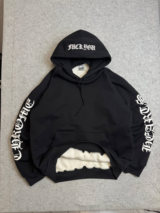 Vintage Chrome Hearts Horseshoe Thermal Hoodie Black | Vitnage Clothing Store Canada