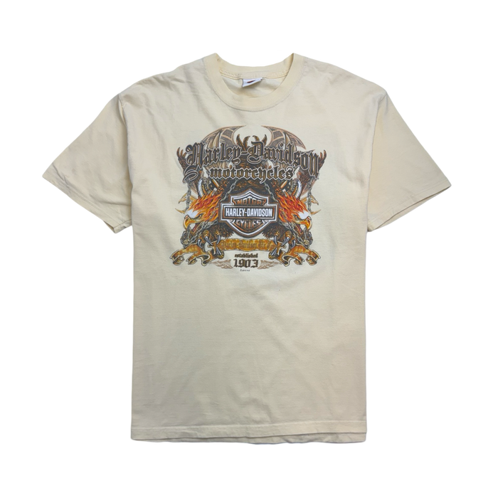 Vintage '09 Black Wolf Harley Davidson Tee Cream | Vitnage Clothing Store Canada