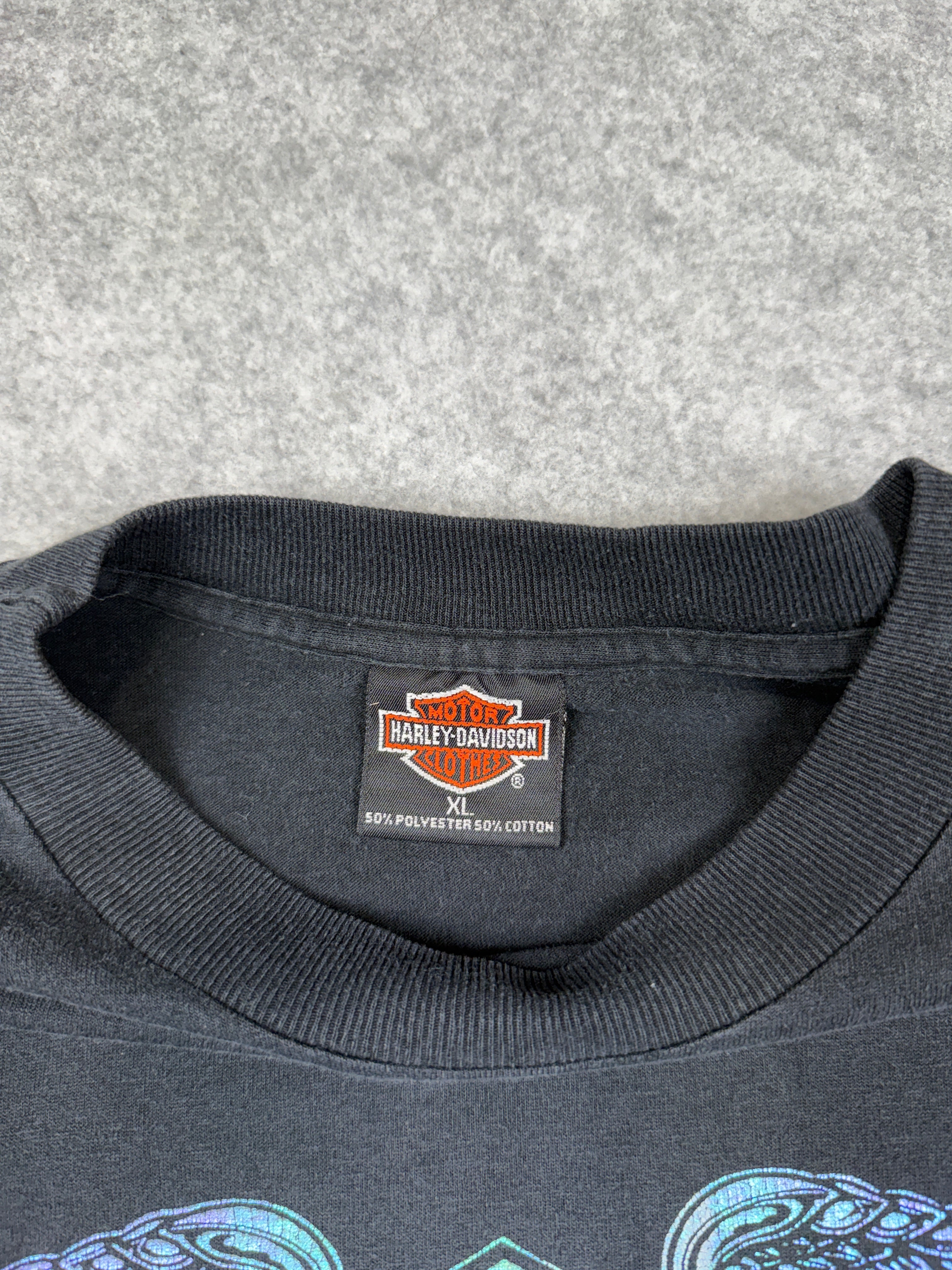 Vintage Harley Davidson Iridescent Logo Tee Black