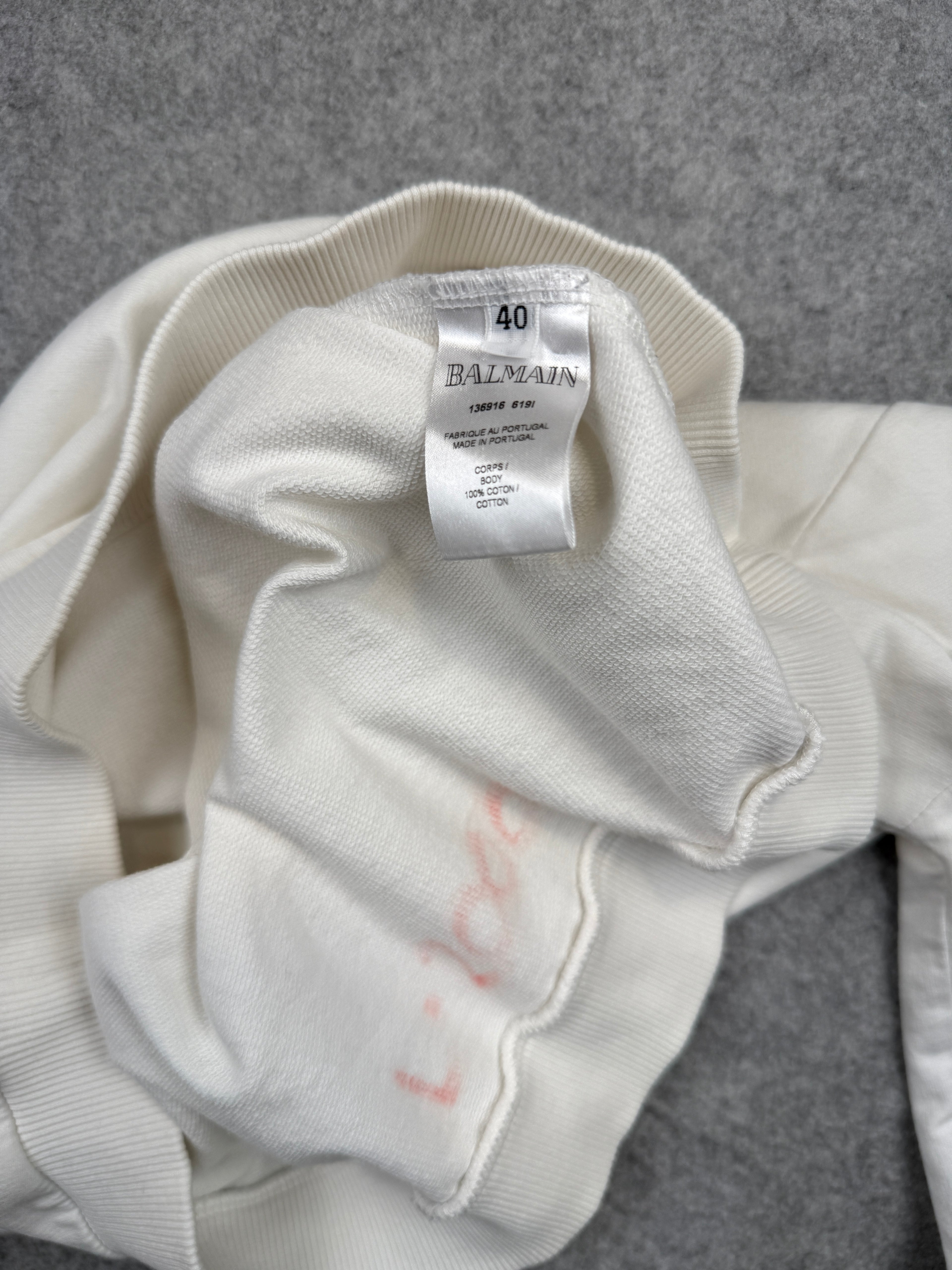 Balmain Gold Logo Sweatshirt White