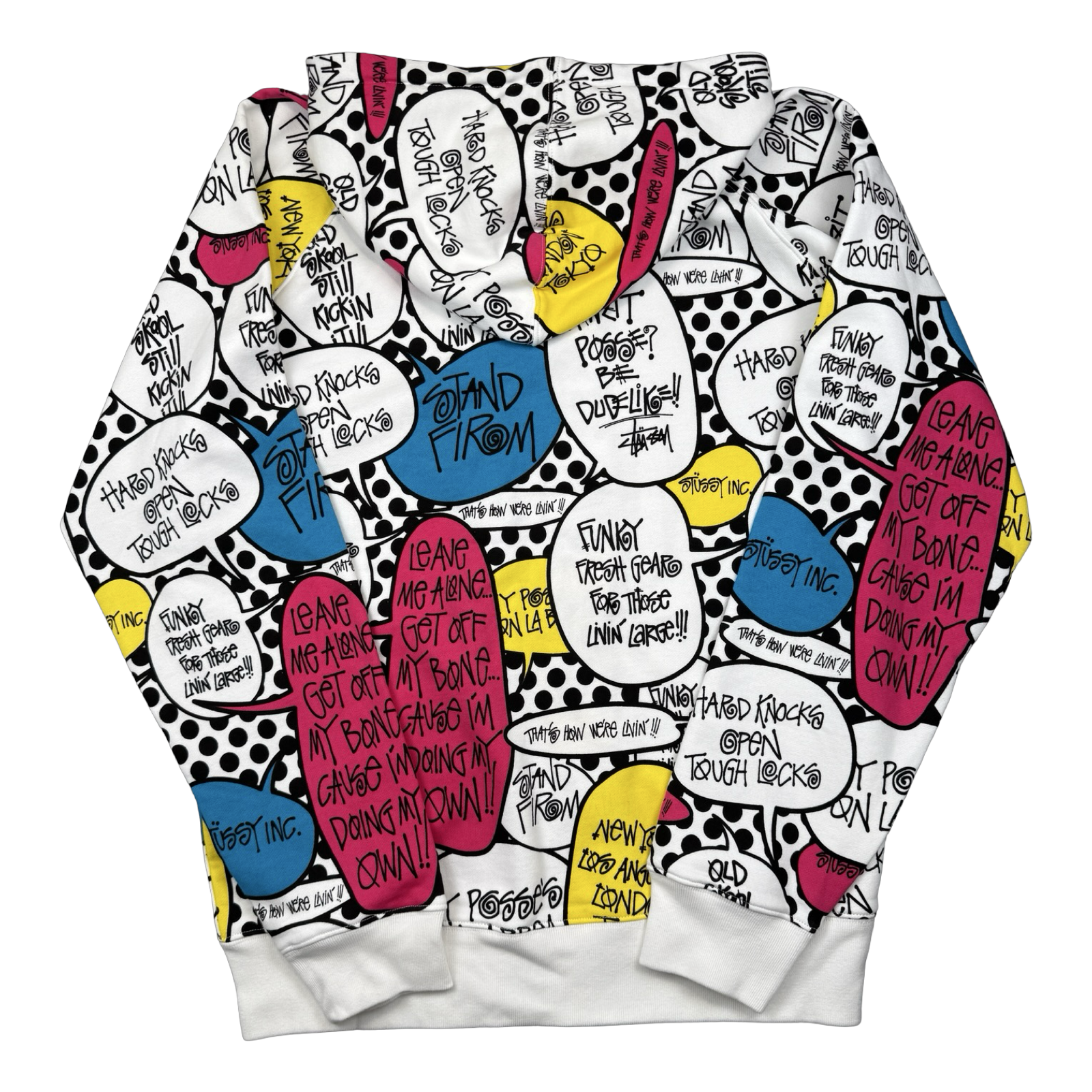 Vintage Stussy Comic Bubble AOP Zip Up Sweater White
