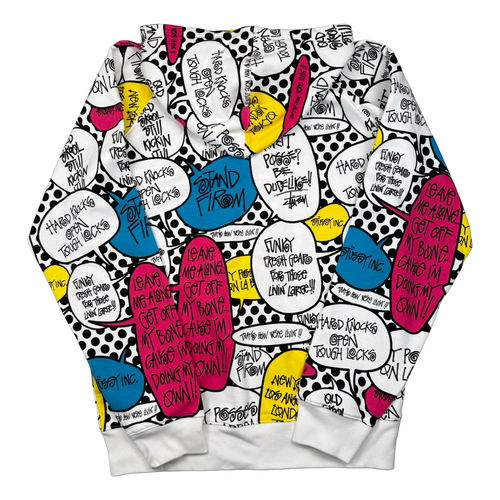 Vintage Stussy Comic Bubble AOP Zip Up Sweater White | Vintage Clothing Store Canada