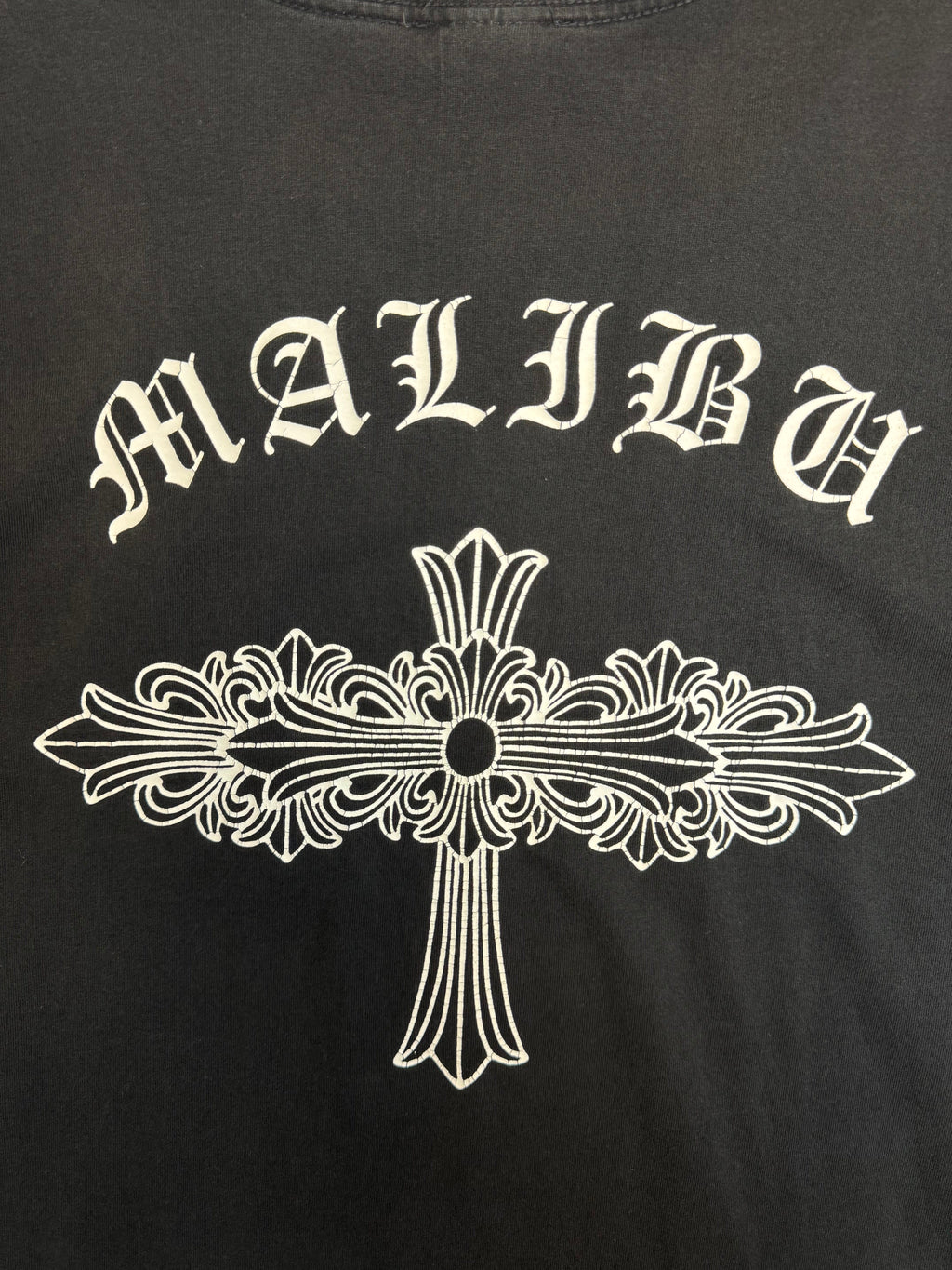 Vintage Chrome Hearts Malibu Floral Cross Pocket Tee Black