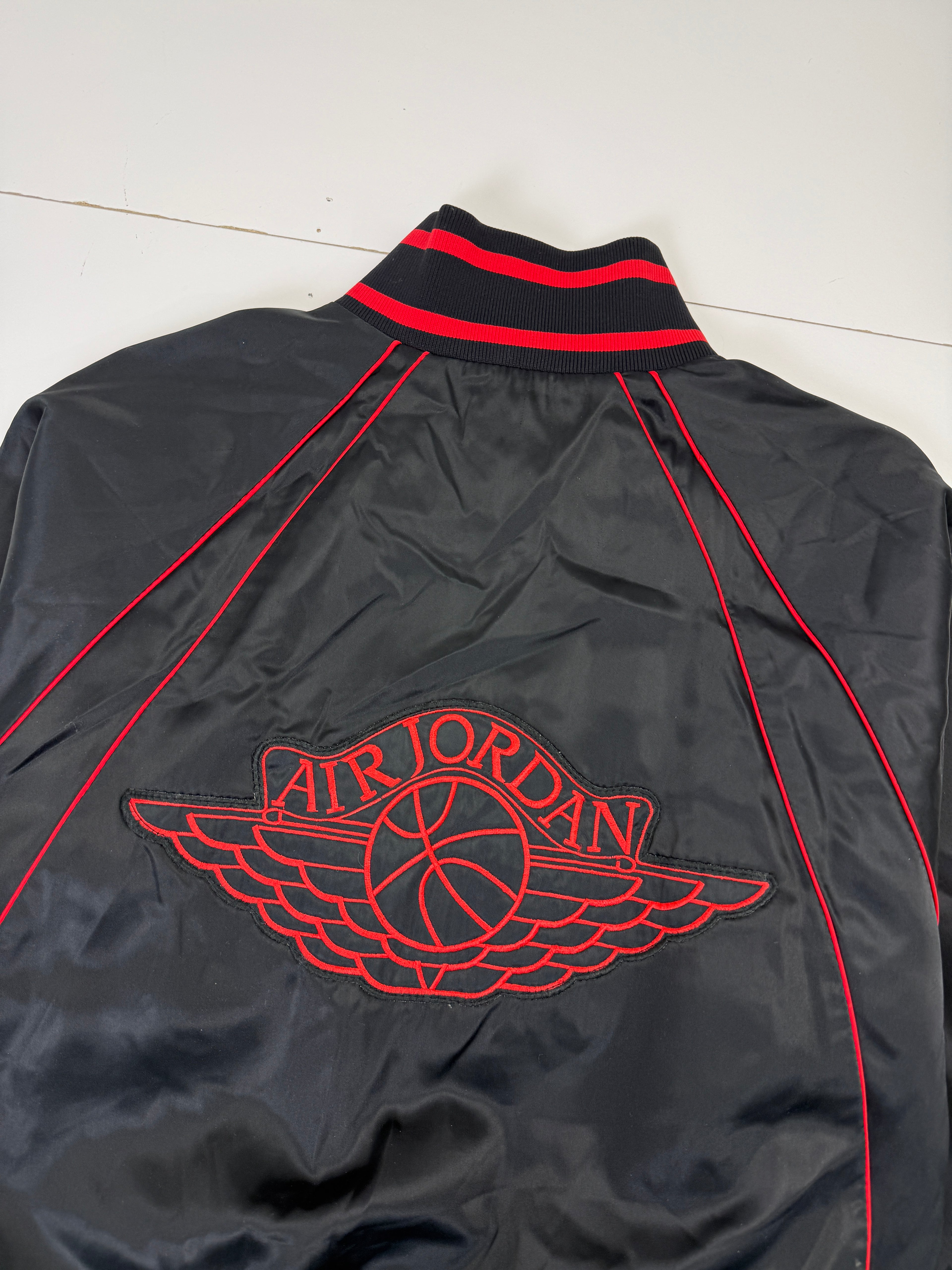 Vintage Nike Air Jordan 1 Wings Satin Jacket Black/Red