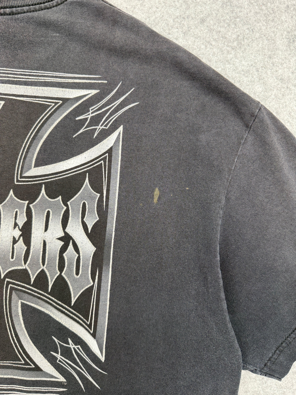 Vintage West Coast Choppers Silver Pinstripe Cross Logo Tee Black