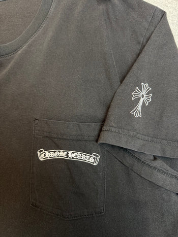 Chrome Hearts Sleeve Script Multi Cross Pocket Tee Black