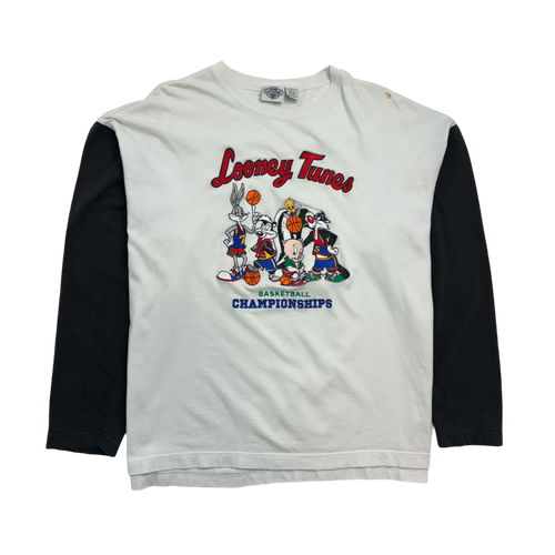 Vintage '93 Looney Tunes Basketball L/S Tee White | Vintage Clothing Store Canada