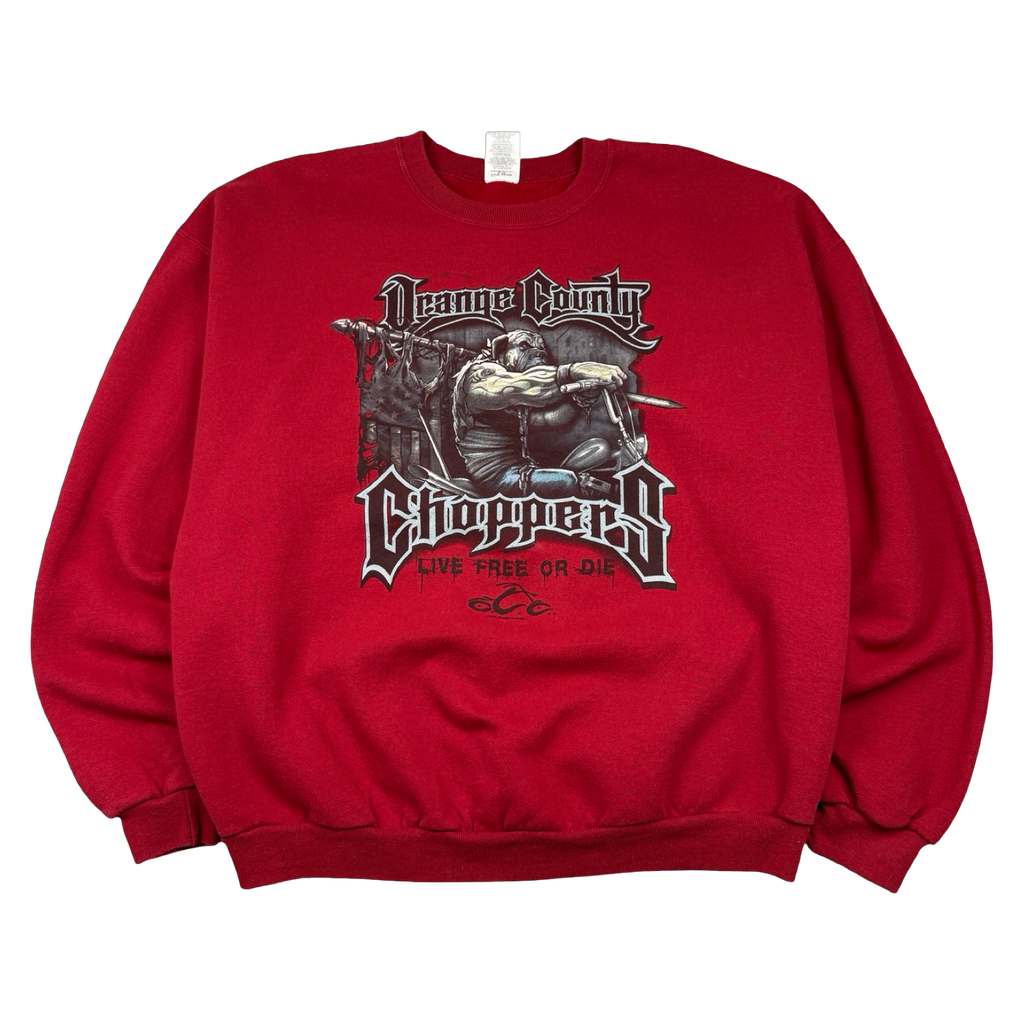Vintage Orange County Choppers Live Free Or Die Sweatshirt Red