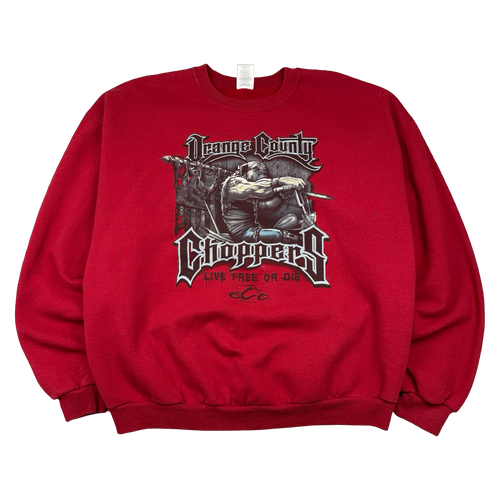 Vintage Orange County Choppers Live Free Or Die Sweatshirt Red | Vintage Clothing Store Canada