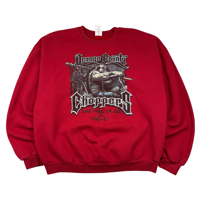 Vintage Orange County Choppers Live Free Or Die Sweatshirt Red | Vitnage Clothing Store Canada