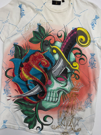 Christian Audigier 1958 Jewel Tee White