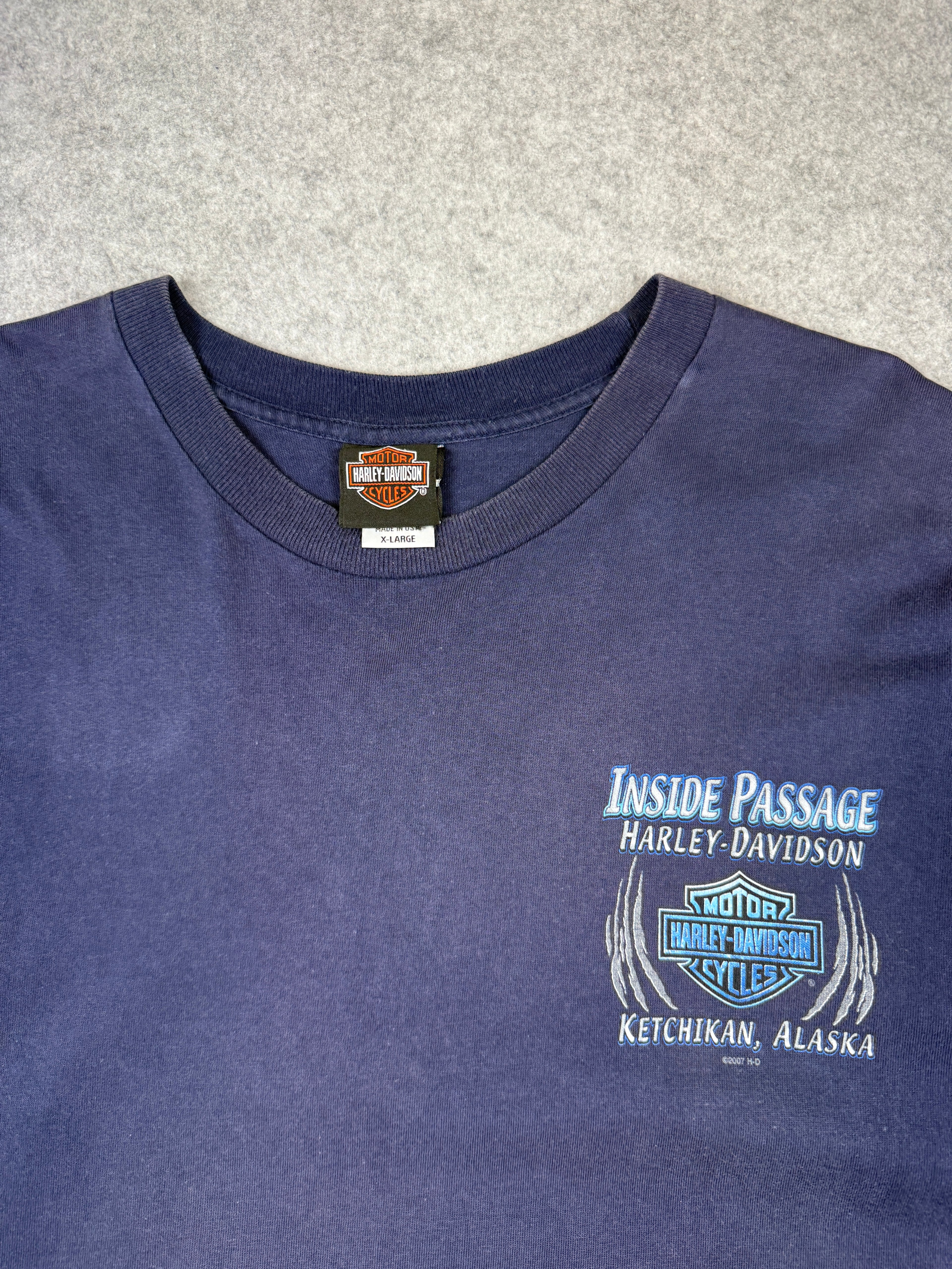 Vintage Harley Davidson Inside Passage Tee Navy