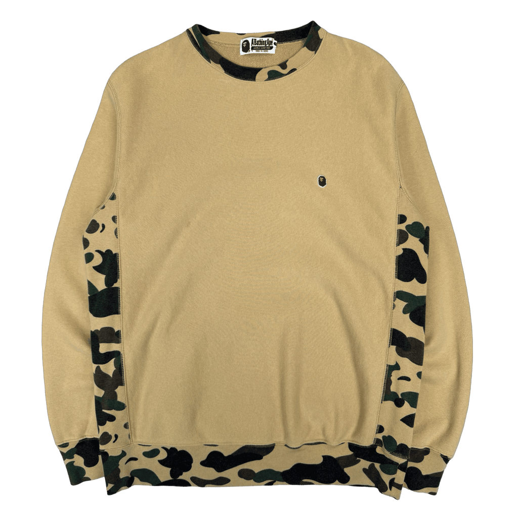 BAPE 1st Camo Rib Stone Wash Crewneck Yellow (USED)