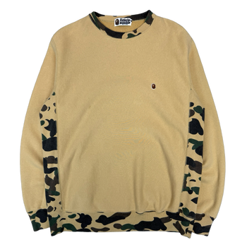 BAPE 1st Camo Rib Stone Wash Crewneck Yellow (USED)