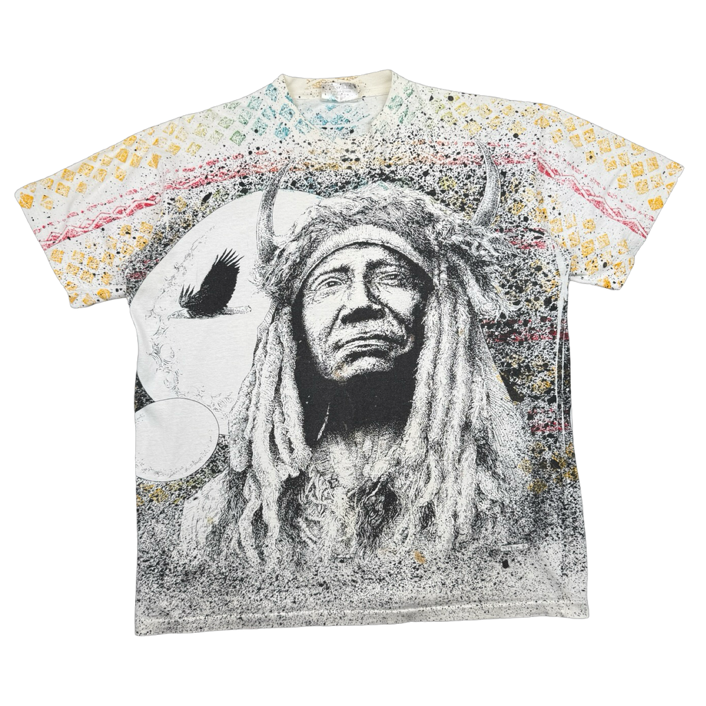 Vintage Native American Chief AOP Tee White